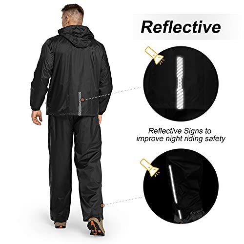 33,000ft Men's Packable Waterproof Rain Suit - Large/32" Inseam, Black