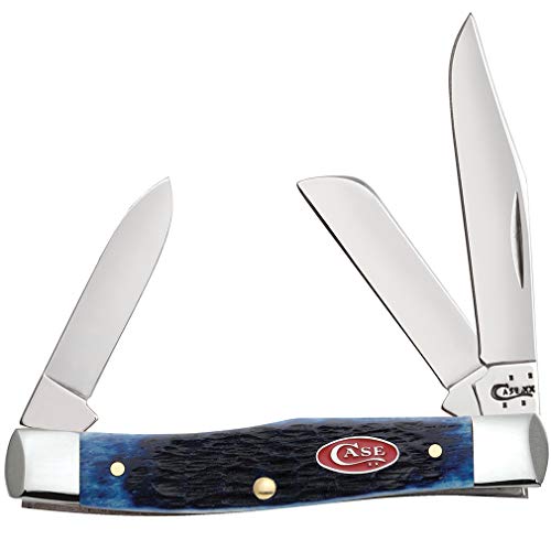 Medium Navy Blue Bone Stockman Pocket Knife with 3 Blades - USA Made