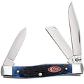 Medium Navy Blue Bone Stockman Pocket Knife with 3 Blades - USA Made