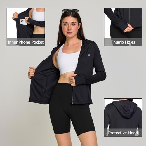 Medium Black Sun Hoodie Women's SPF 50+ UV Rash Guard Sun Shirt