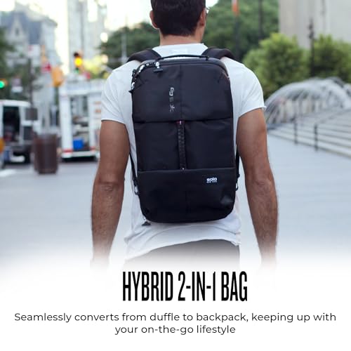 Solo New York Black Travel Backpack Duffel - Convertible Carry-On for Men & Women
