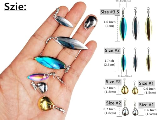 30pcs Fishing Spinner Blades Set for Soft Plastic Baits Bass Tackle - Gold & Silver