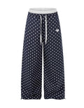 X-Small Polka Dot Wide Leg Sweatpants for Women - Dark Blue, Casual Streetwear
