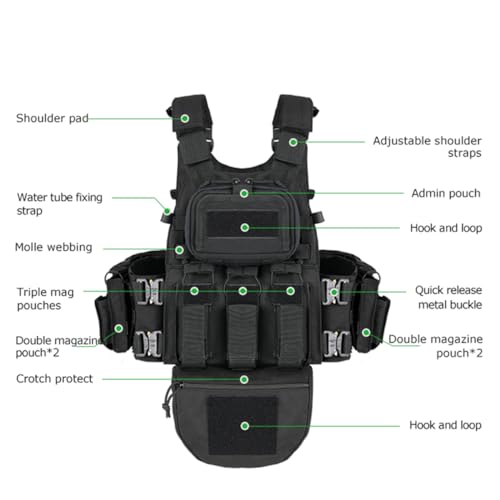 BOMTURN Tan Tactical Outdoor Vest for Men, Modular Molle System, Adjustable Fit