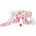 Pink & White 8-in-1 Toddler Indoor & Outdoor Playset with Slide & Climbing
