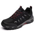 SHULOOK Men's Waterproof Hiking Shoes - Lightweight Low Top Trail Shoes Black/Red 13