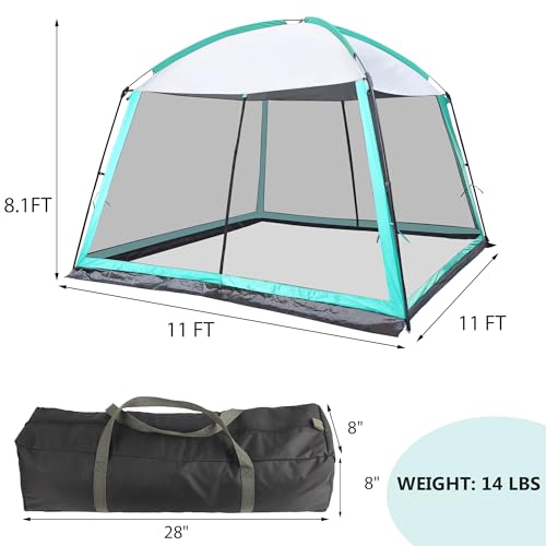 GREGIN Blue Screen House Tent 11x11 ft Mesh Canopy for Camping & Backyard