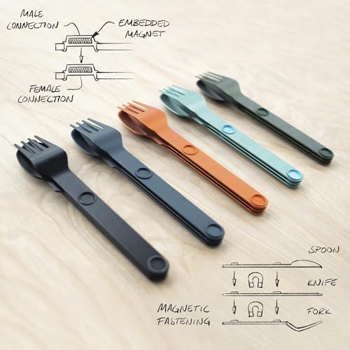 Full Windsor Magware Multicolor Magnetic Travel Camping Utensils Set
