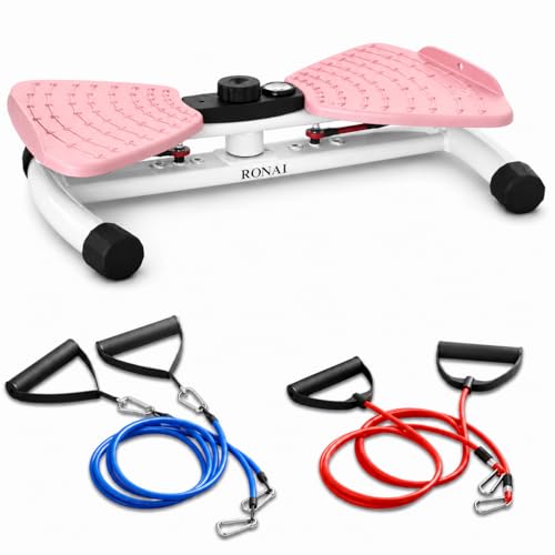 Ronai Pink Waist Twister Machine with Resistance Bands - Home Fitness Equipment