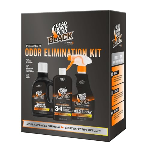 Dead Down Wind 3-Piece Hunting Scent Eliminator Kit - Field Spray, Body Wash & Laundry Detergent