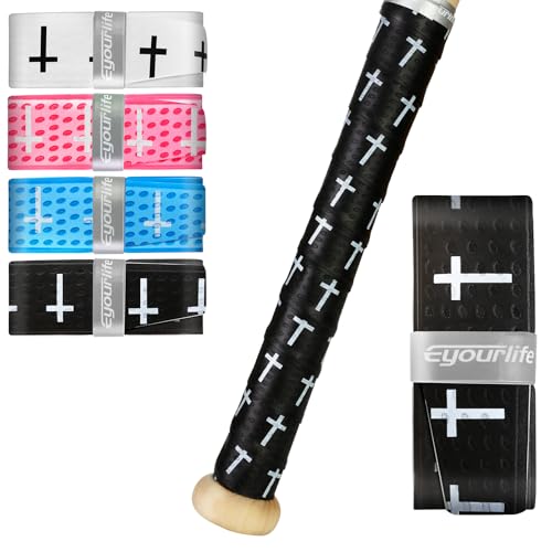 White Pink Blue Black Cross Bat Grip Wraps for Baseball & Softball - Non-Slip Elite Batting Tape (4 Pack)