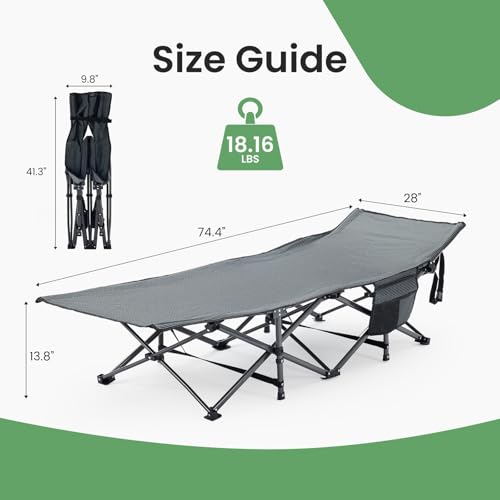 OLIXIS Foldable Camping Cot with Pad - Heavy-Duty Portable Bed, Modern Blue