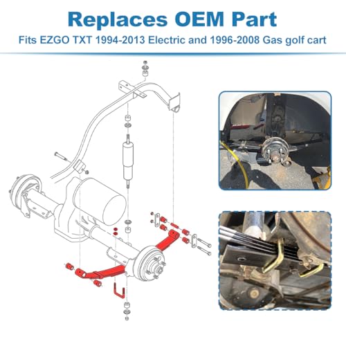 Heavy Duty Rear Leaf Spring Bushings & Sleeves for EZGO TXT 1994-Up - Durable Suspension Parts