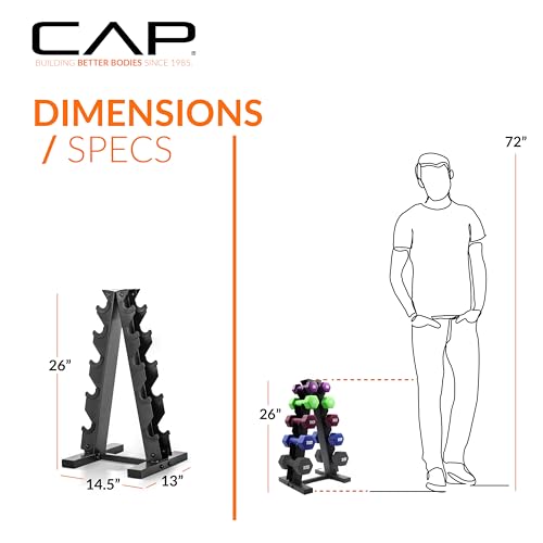 CAP 100 lb Neoprene Dumbbell Set with Rack - Color Series, 5 Pairs
