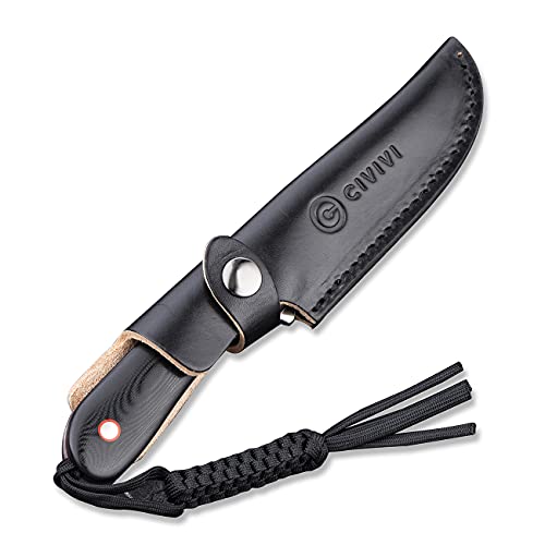 Fixed Blade Camping Knife with Leather Sheath and Paracord Lanyard - Outdoor Survival Knife