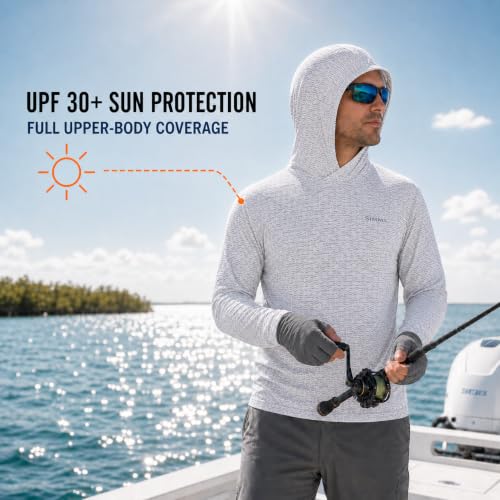 Simms Waterline Sun Hoody - Overcast Wave Print, Large