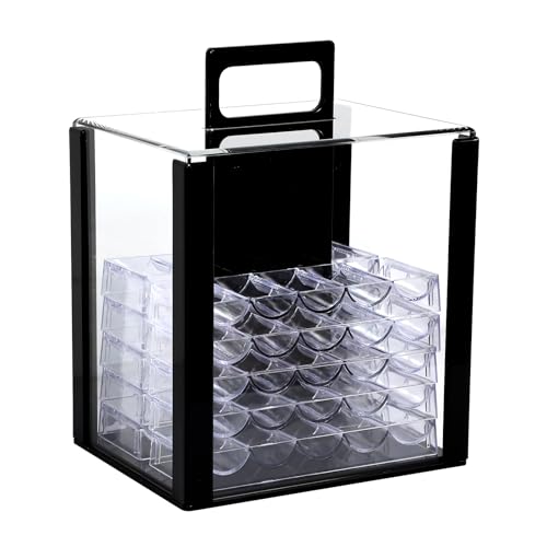 JIESITE 1000pcs Acrylic Poker Chip Case Set with 10 Holders - Professional Display
