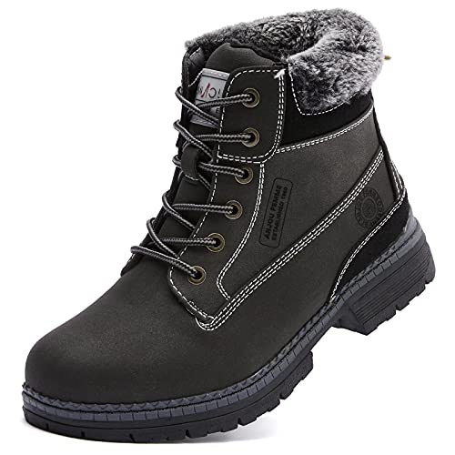 ANJOUFEMME Women's Waterproof Hiking Snow Boots - Black, Size 10, Warm Fur Ankle Shoes