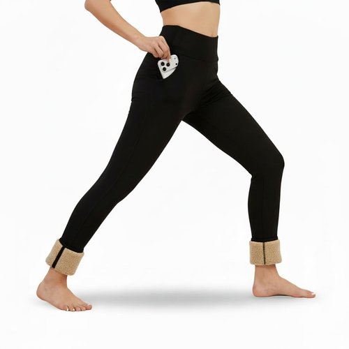 Mincib Women's Fleece Lined Leggings Thermal Warm Winter Leggings High Waisted Tummy Control Jogger Yoga Pants with Pockets(Black,M)