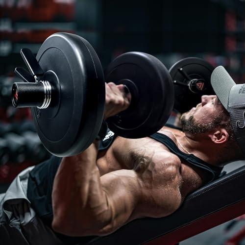 Red 16-Inch Olympic Dumbbell Handle Set with Spring Collars for Home Gym