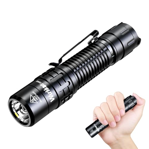 Wurkkos TD02 Black LED Tactical Flashlight 2000 Lumens Rechargeable