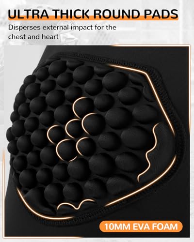 Runhit Youth Baseball Chest Protector Softball Lacrosse Football Padded Compression Shirt - Black Medium