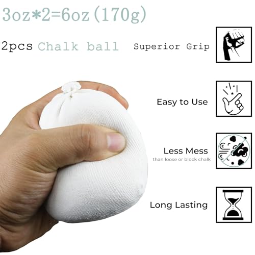 2 Bags Gymnastics Chalk Ball for Climbing and Weightlifting - 3oz×2 (6oz Total) - Hand Chalk for Rock Climbing, Gym, Fitness