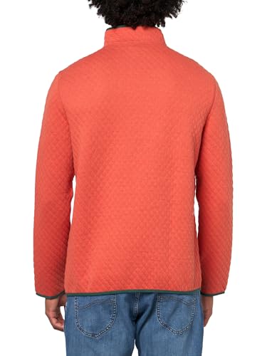 Men's Knit Diamond Quilted Half-Zip Sweatshirt - Small Grey-Orange