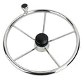 Silver 15.5 Inch Boat Steering Wheel with 5-Spoke Stainless Steel Design - Universal Fit
