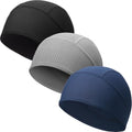 Cooling Skull Caps for Men Women 3-Pack - Quick Dry Helmet Liners Black Grey Blue
