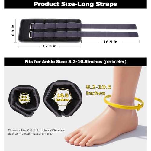 Ankle Weights for Women Men 7.5 lb Pair Grey - Resistance & Physical Therapy