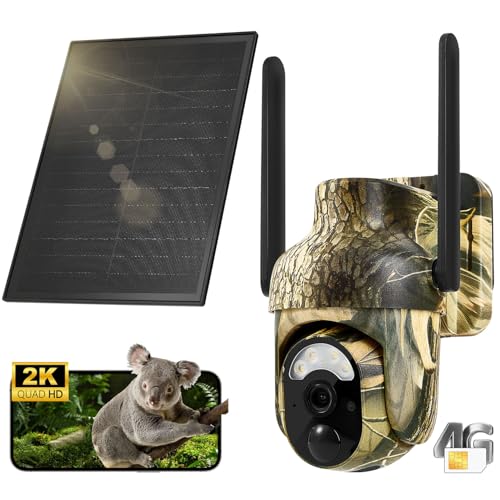 4G LTE Cellular Trail Camera with SIM Card, Solar Power, 2K Video, Remote Access - Pack of 1