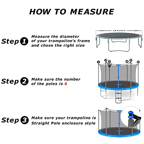 14FT Trampoline Enclosure Net with Pole Cap for 6 Straight Poles - Breathable Weather-Resistant Replacement