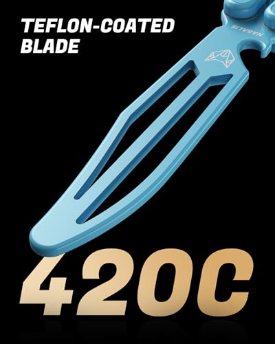 Balisong Trainer Knife - White Teflon Coated Aluminum Handle, 9.92 Inch