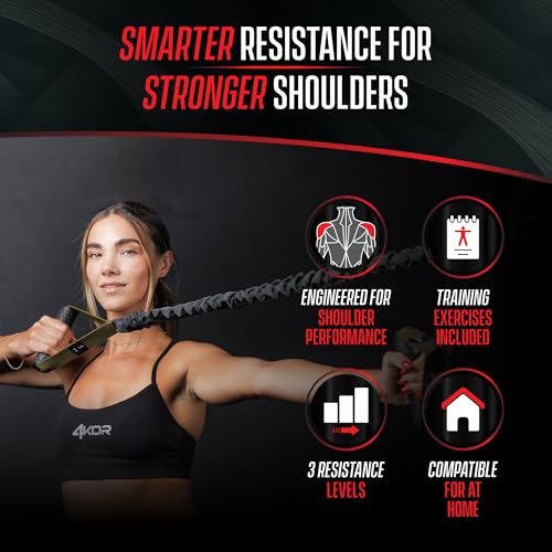 4KOR Gray Cross Anchor Shoulder Resistance Bands System - 3 Levels, Handles, Guide