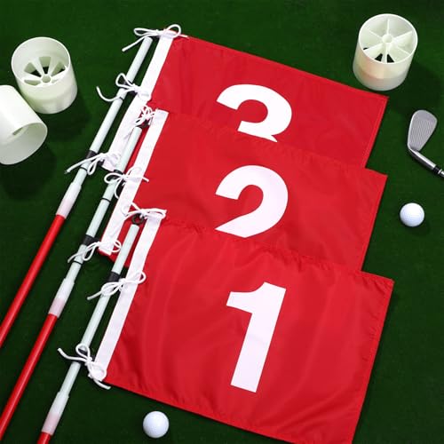 3-Pack Golf Flagstick Set with 6ft Poles, Numbered Flags & Cups for Practice