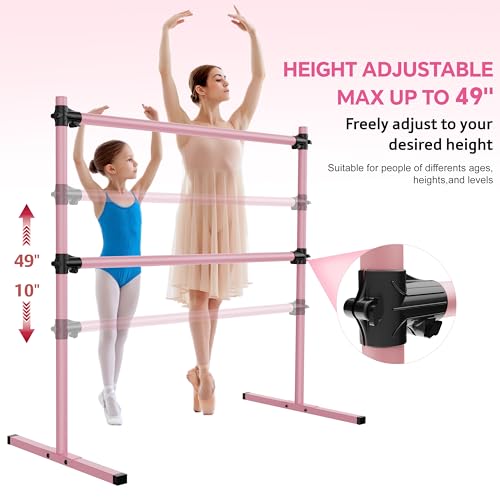 4FT Height Adjustable Freestanding Ballet Barre for Home & Studio Fitness