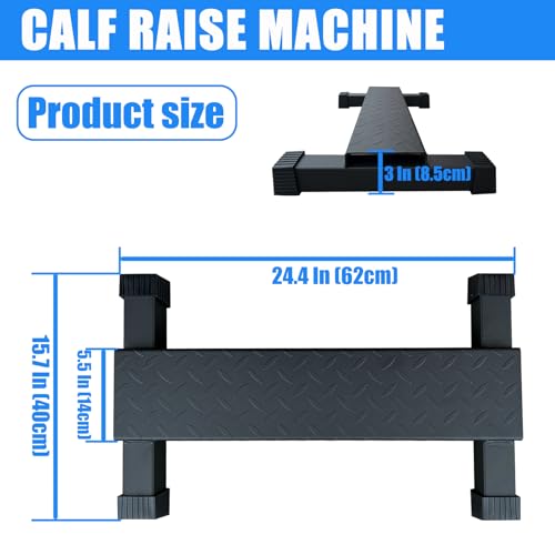 BLUSLM Black Steel Calf Raise Bar for Standing Stretching & Squats, Anti-Slip Platform
