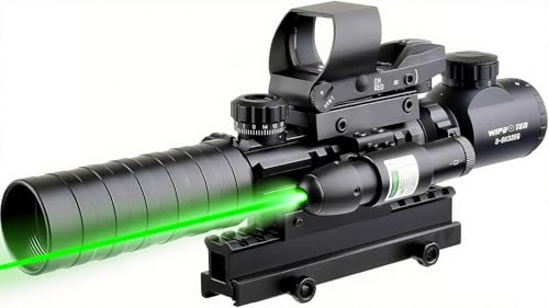 Black 3-9x32EG Red/Green Dot Rangefinder Scope with Riser Mount for 20mm Rail