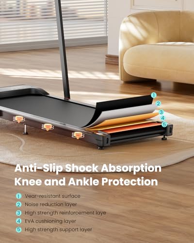 Abonow Light Black Walking Pad with Incline - Under Desk Treadmill for Home Office