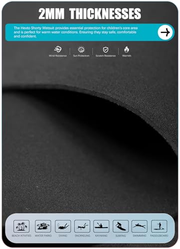 Hevto Kids 2mm Shorty Wetsuit Front Zip - Blue (Variation: Blue / 14) for Boys & Girls