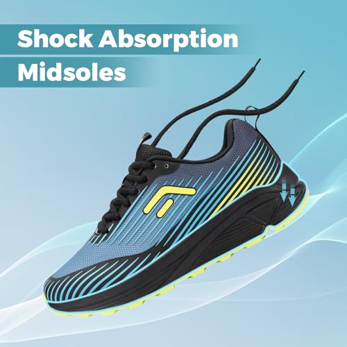 FitVille Men's Trail Running Shoes Extra Wide - Mountain Sneakers for Walking & Jogging, Black/Blue/Green, 12X Wide