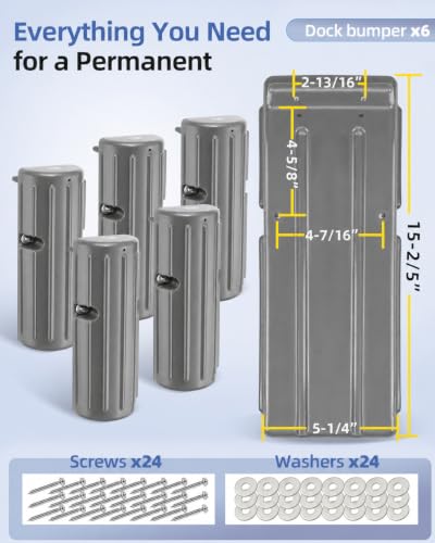Gray Marine Dock Bumpers 15.4 Inch PVC Edge & Side Protectors - 6 Pack
