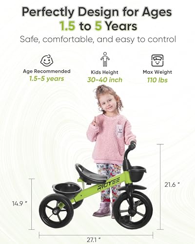 RIDYEE Toddler Tricycle with Bamboo Design Ages 1.5-5, Stable & Lightweight Ride