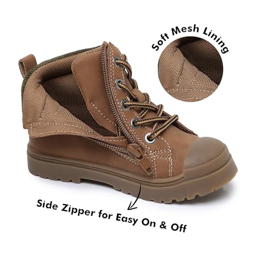 Toddler Boys Dinosaur Winter Side Zip Work Boots - Size 10, Brown