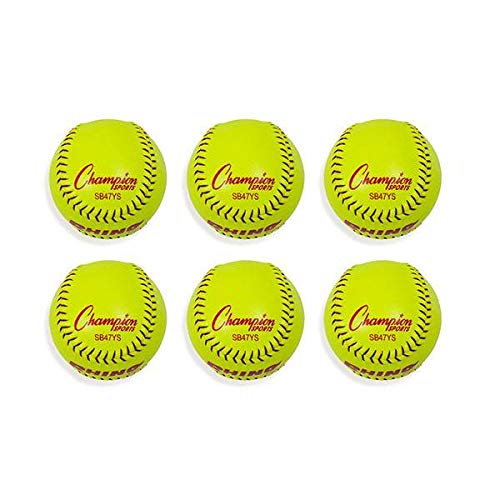 Syntex Leather Poly Core Softballs - Pack of 12, 12 Inch Yellow NFHS Approved