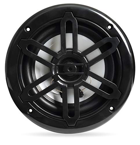 BELVA 6.5-Inch 2-Way Marine Coaxial Speakers with Multi-Color LED - Black, 500W Peak