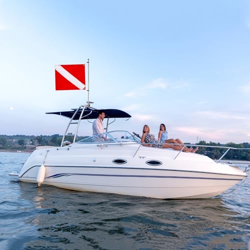 20 x 24 Inch Dive Flag for Boat with Removable Stiffening Pole - US Legal Diver Down Marker