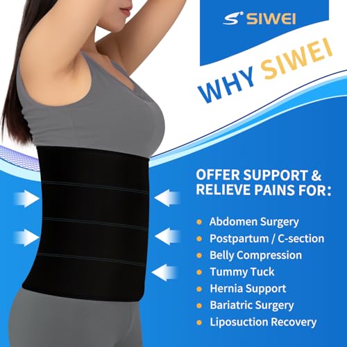 Post Surgery Abdominal Binder Support Belt 4 Panel Black 60-75 Inches XL