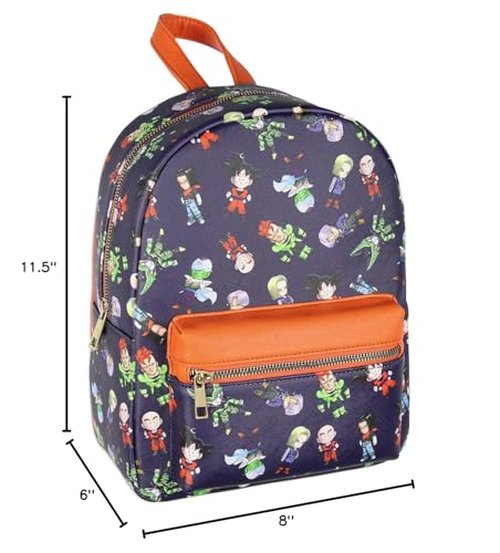 Bioworld Dragon Ball Z Goku Cell Piccolo Trunks Allover Character Faux Leather Mini Backpack